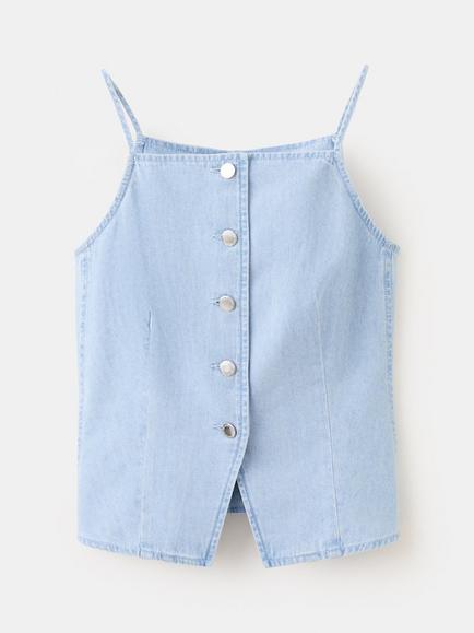 Mango Sleeveless Denim Top, Light Blue, Light Blue