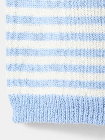 Mango Cotton Blend Cropped Jersey Top, Black - view 2, Sky Blue