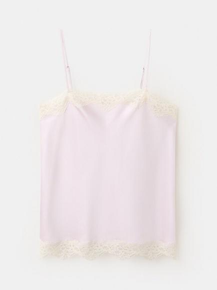 Mango Lace Trim Cami, Mauve, Mauve