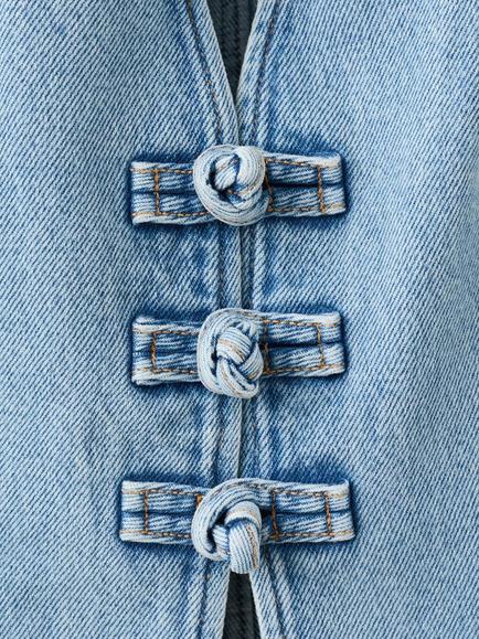 Mango Bimba Sculpted Denim Vest, Blue - view 2, Blue