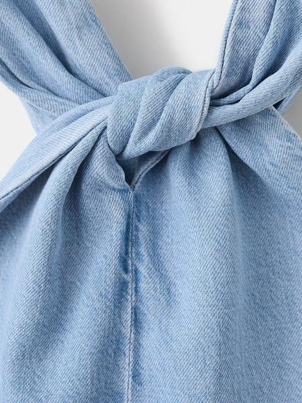 Mango Halter Neck Knot Back Top, Light Blue - view 2, Light Blue