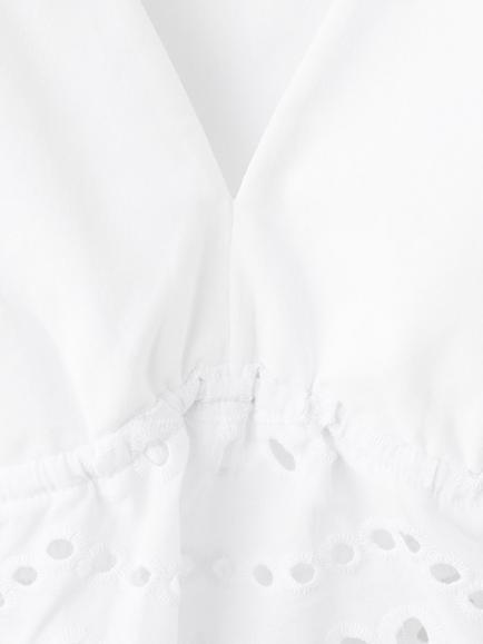 Mango Cotton Rich Eyelet Crop Top, White - view 2, White