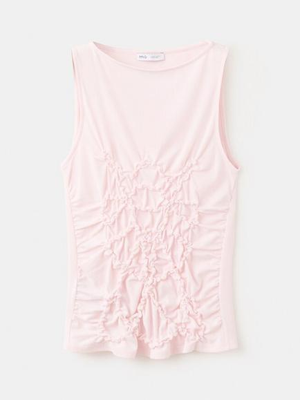 Mango Ruched Cami, Pastel Pink, Pastel Pink