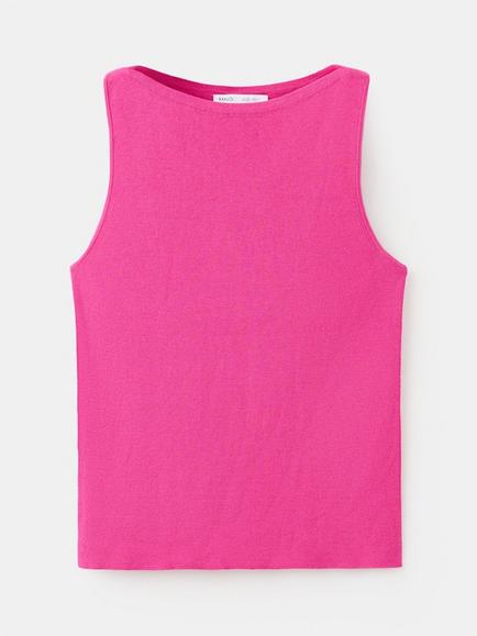 Mango Fine Knit Ribbed Straight Fit Vest, Fuchsia, Fuchsia
