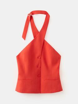 Mango Halter Neck Sleeveless Top, Mandarin, Mandarin