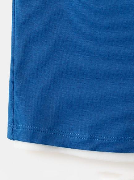 Mango Cotton Rich Scoop Neck Vest, Blue - view 2, Blue