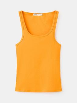 Mango Scoop Neck Fitted Vest Top, Orange, Orange