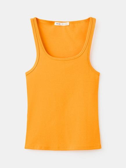 Mango Scoop Neck Fitted Vest Top, Orange, Orange