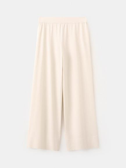 Mango High Waist Wide Leg Knit Trousers, Beige, Beige
