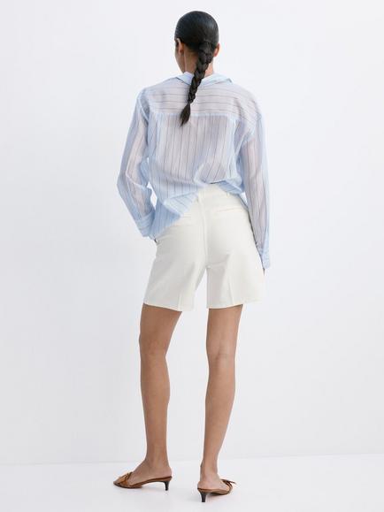 Mango Mid-Rise Denim Bermuda Shorts, Off White - view 2, Off White