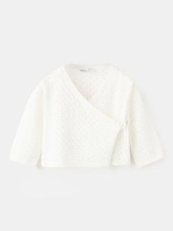 Mango Baby Wrap Over Cardigan, Off White, Off White
