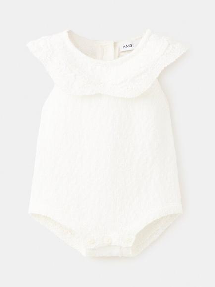 Mango Baby Ruffle Romper, Off White, Off White