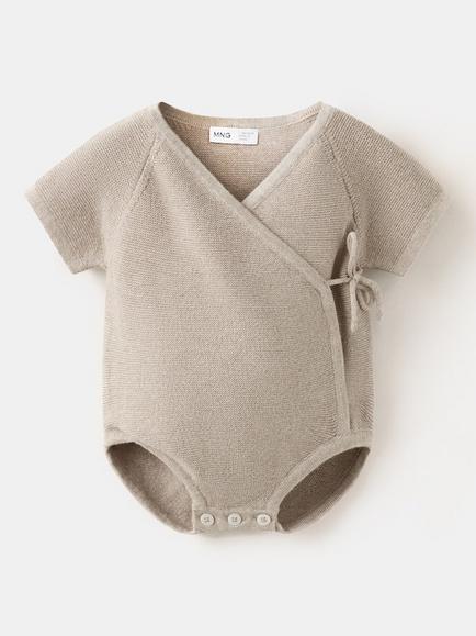 Mango Baby Knitted Romper, Taupe, Taupe