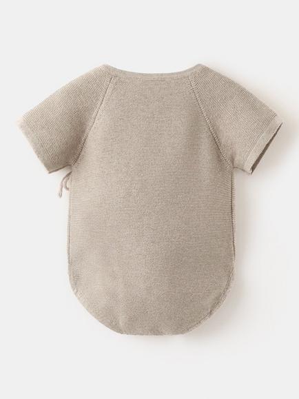 Mango Baby Knitted Romper, Taupe - view 2, Taupe