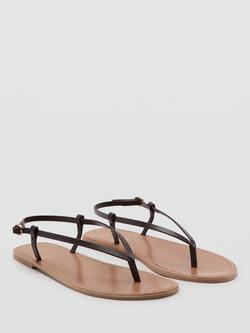 Mango Leather Minimalist Ankle Strap Sandals, Bordeaux - view 2, Bordeaux