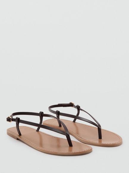 Mango Leather Minimalist Ankle Strap Sandals, Bordeaux - view 2, Bordeaux