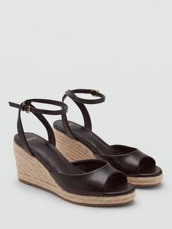 Mango Wedge Heel Ankle Strap Sandals, Chocolate - view 2, Chocolate