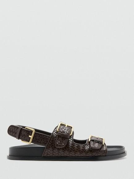 Mango Galle Woven Strappy Sandals, Chocolate, Chocolate