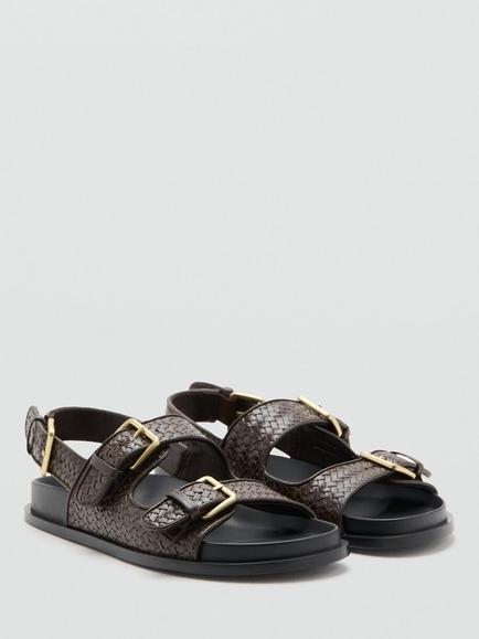 Mango Galle Woven Strappy Sandals, Chocolate - view 2, Chocolate