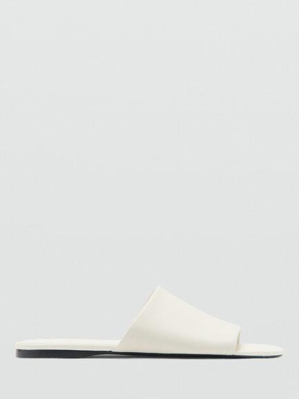 Mango Leather Slider Sandals, Natural, Natural