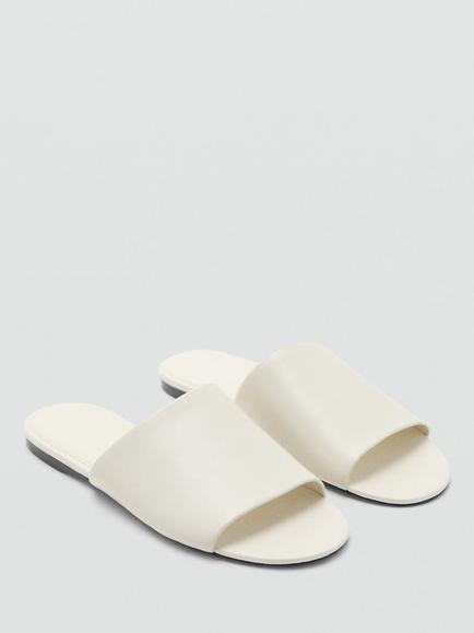 Mango Leather Slider Sandals, Natural - view 2, Natural