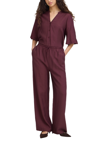 ICHI Ihfalura Soli Wide Leg Trousers, Vineyard Wine, Vineyard Wine