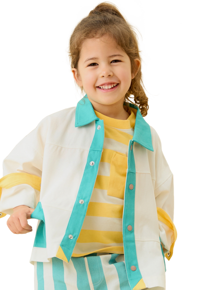 KIDLY by MORI Kids' Cotton Colour Block Jacket, Multi - view 2, Multi