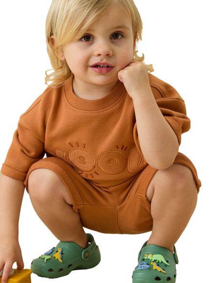 KIDLY by MORI Kids' Kool Oversized Cotton T-Shirt, Brown - view 2, Brown