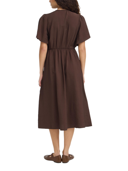 ICHI Ihaniva A-Line Midi Dress, Chicory Coffee - view 2, Chicory Coffee