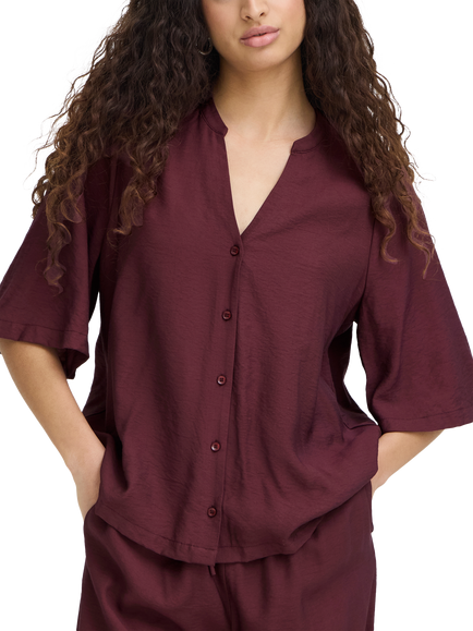 ICHI Ihfalura Three Quarter Length Top, Vineyard Wine - view 2, Vineyard Wine