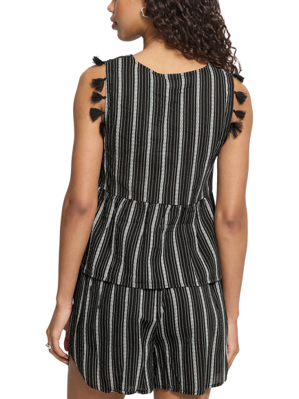 ICHI Ihfirish Stripe Sleeveless Top, Black/White - view 2, Black/White