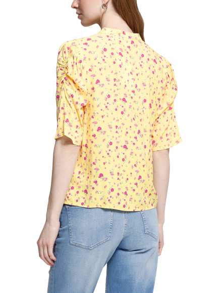 ICHI Ihvera Floral Short Sleeve Top, containing LENZING ECOVERO Viscose, Mellow Yellow - view 2, Mellow Yellow