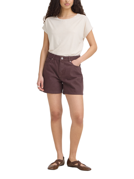 ICHI Ihaveny Cotton Denim Shorts, Chicory Coffee Melange, Chicory Coffee Melange
