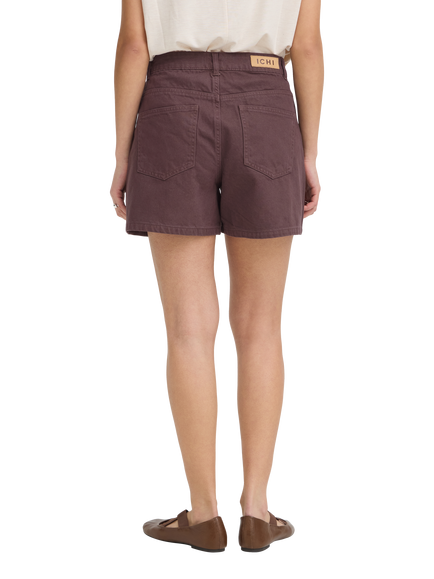 ICHI Ihaveny Cotton Denim Shorts, Chicory Coffee Melange - view 2, Chicory Coffee Melange