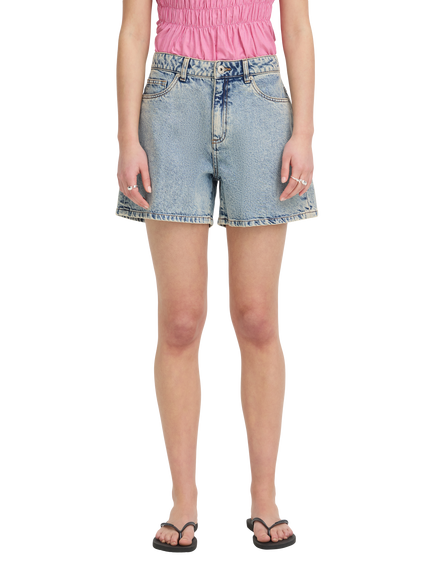ICHI Ihaveny Denim Cotton Shorts, Light Blue - view 2, Light Blue
