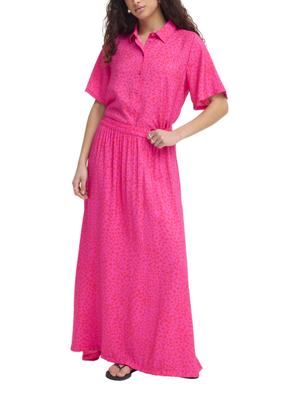 ICHI Ihjeeva Abstract A-Line Maxi Skirt, Berry, Berry