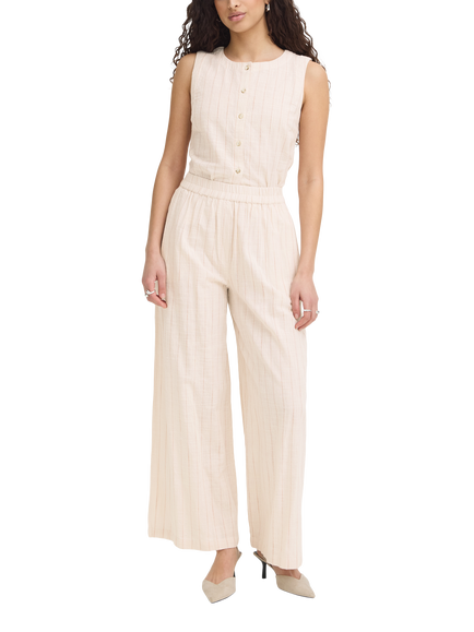 ICHI Ihicha Stripe Loose Trousers, Neutral, Neutral