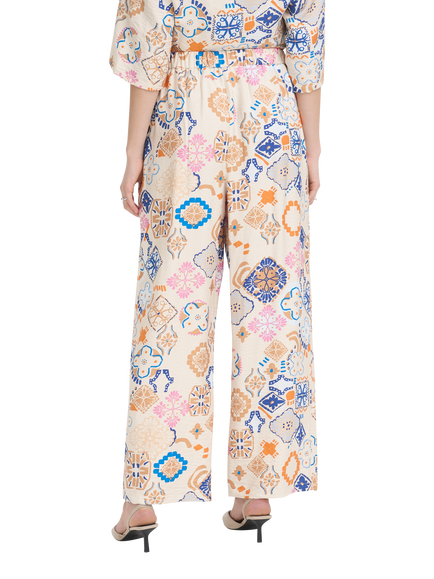 ICHI Abstract Graphic Wide Leg Trousers, White - view 2, White