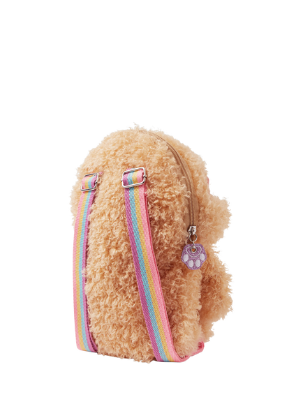 Angels by Accessorize Kids' Doodle Fluffy Dog Backpack, Beige - view 2, Beige