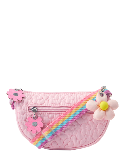 Angels by Accessorize Kids' Quilted Flower Crossbody Bag, Pink, Pink