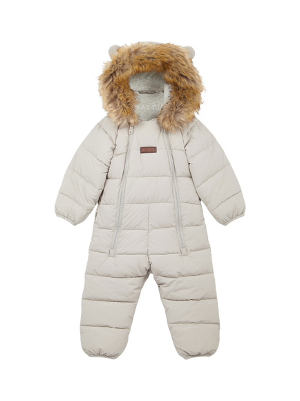 Toastie Baby Padded Faux-Fur Trim Onesie, White, White