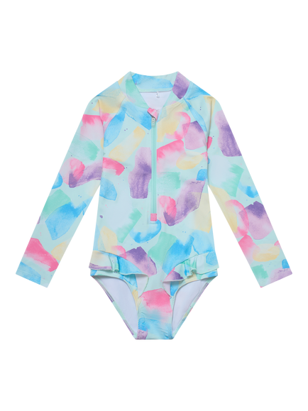 Toastie Kids' UV 50+ Zip Front Swimsuit, Pastelpot, Pastelpot