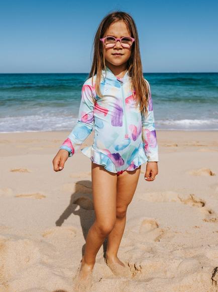 Toastie Kids' UV 50+ Zip Front Swimsuit, Pastelpot - view 2, Pastelpot