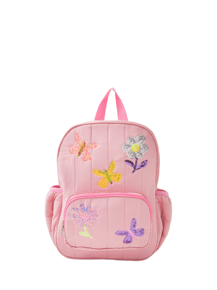 Angels by Accessorize Kids' Quilted Sequin Flower Backpack, Pink, Pink