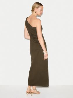Jigsaw Asymmetric Jersey Dress, Khaki - view 2, Khaki