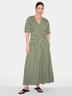 Jigsaw Stripe Flared Midi Dress, Green