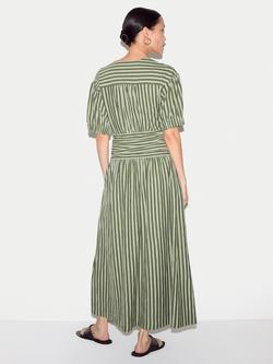 Jigsaw Stripe Flared Midi Dress - view 2, Green