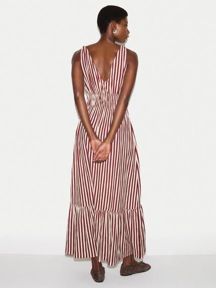 Jigsaw Slub Stripe Sundress, Mulberry - view 2, Mulberry
