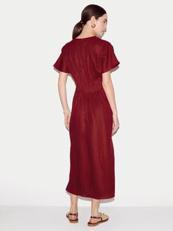 Jigsaw Pin Tuck Linen Dress, Red - view 2, Red