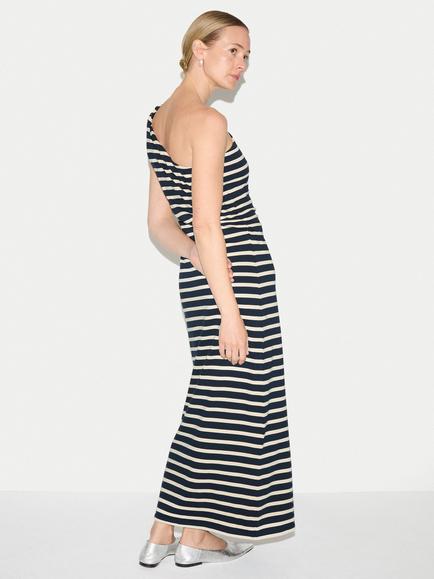Jigsaw Stripe One Shoulder Maxi Dress, Navy - view 2, Navy
